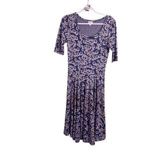 LuLaRoe Womens Floral Dress Medium Midi Fit & Flare